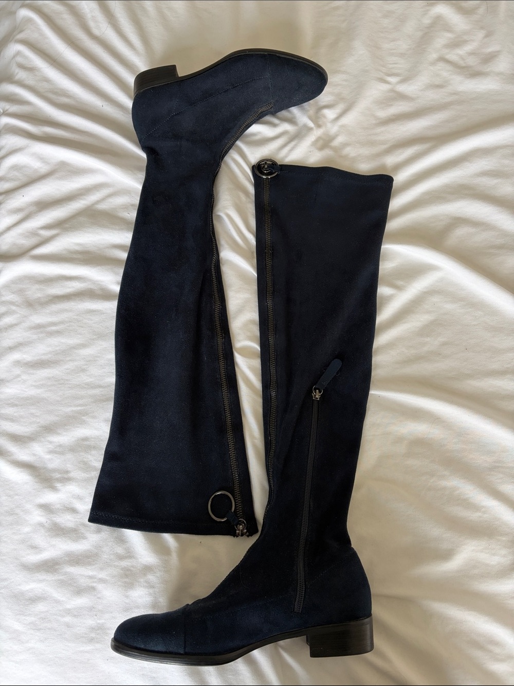 Zara navy Faux Suede Knee-High Boots | Size 36